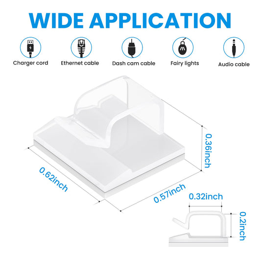 30 Pcs Adhesive Cable Clips for Cord Management Under Desk Nightstand Phone PC Charger Plug Speaker TV Cord Holder Keeper Hook Wall Wire Organizer Car Dash Cam Ethernet Christmas Light (30 .)