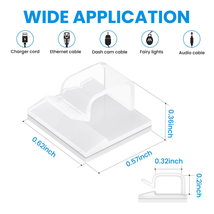 30 Pcs Adhesive Cable Clips for Cord Management Under Desk Nightstand Phone PC Charger Plug Speaker TV Cord Holder Keeper Hook Wall Wire Organizer Car Dash Cam Ethernet Christmas Light (30 .)