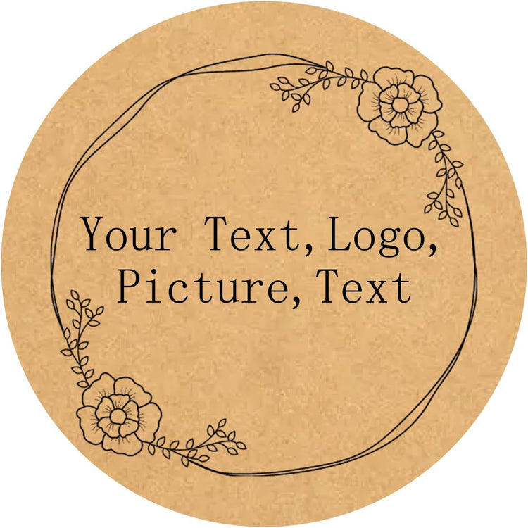 Custom Stickers Kraft Paper Labels Personalized Withe Text, Business Logo Customized Food Jars Labels Bakery Label Sticker Package Favor Canning Circle 100pcs (Style 13)