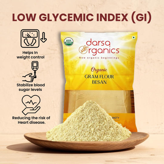 Darsa Organics Gram Flour - 2 lb Besan Flour, USDA Organic, Chemical Free, Non-GMO, Kosher, Premium Chickpea Flour for Cooking & Skin Care, Ideal for Gluten Free Diets & Face Masks - Nestoria