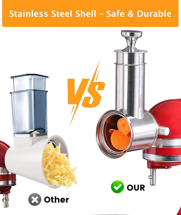 FavroKit Fresh Prep. Cheese Grater Attachment for KitchenAid Stand Mixers