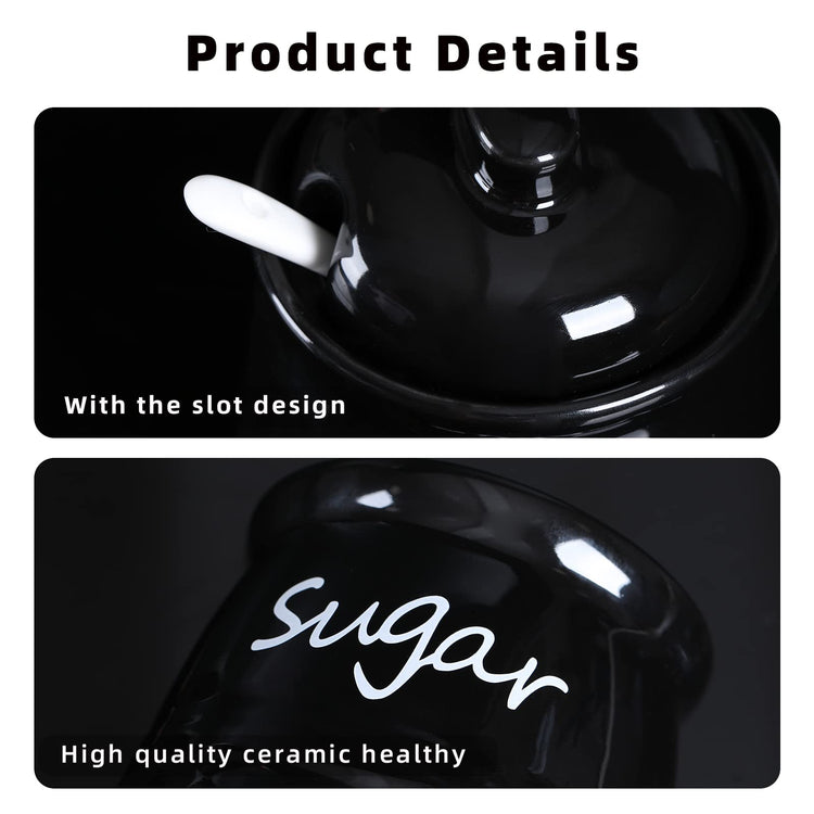 Ceramic Sugar Bowl with Lid and Spoon 12oz