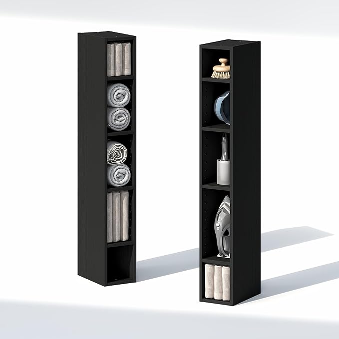 Furinno Fulda 10-Tier Closet Organizers and Storage, Open Shelf, Storage Organizer, 6-Inch Width, for Closet, Bedroom, Blackwood