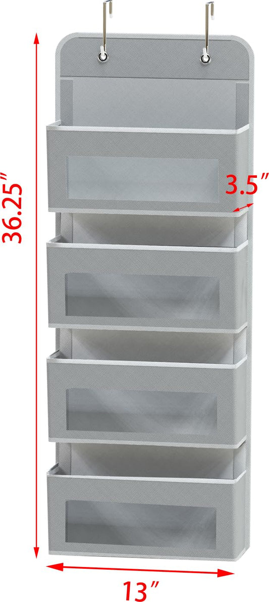 4 Clear Window Pocket Over Door Hanging Organizer