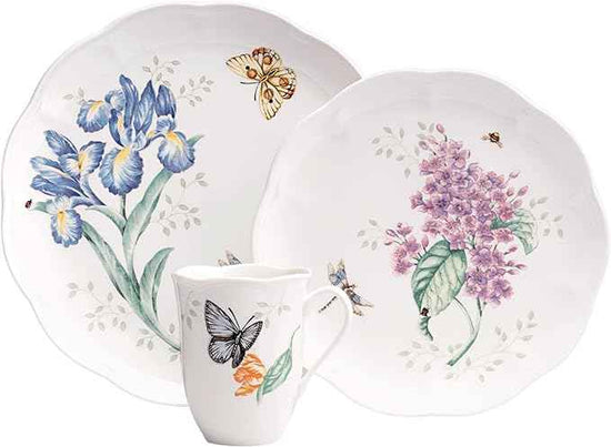 Lenox Dinnerware Set, Butterfly Meadow 18-Piece Set, Service For 6, White Porcelain, Butterfly And Flower Designs, Plates And Bowls Sets, Dishwasher Safe, Home & Kitchen (18 Pieces, Assorted)
