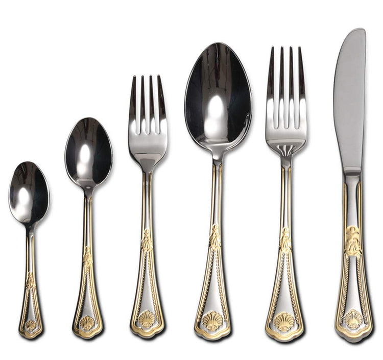 Venezia Collection Gold Flatware Serving Set for 12