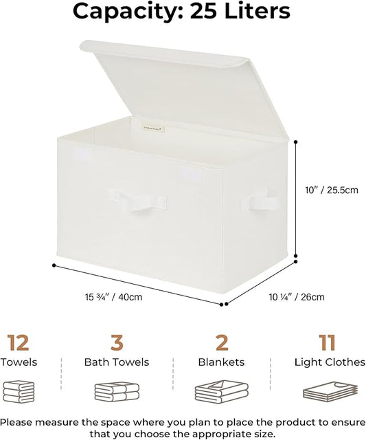 GRANNY SAYS Storage Bins with Lids, Fabric Storage Boxes, Closet Organizers and Storage, Storage Baskets for Shelves, Toy Box, Ivory White, 2-Pack