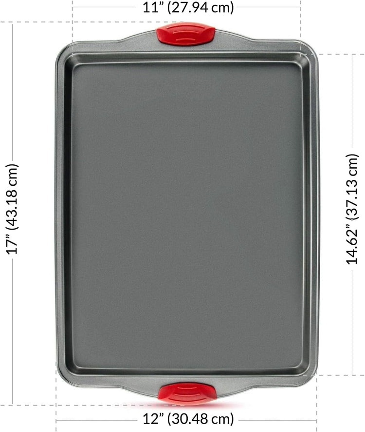 Premium Nonstick Baking Sheet Pans – Set of 3, Heavy-Gauge Carbon Steel, Warp, Dent, and Rust-Resistant – Gourmet Rimmed Half Cookie Sheet Trays, Non-Toxic for Exceptional Baking Performance
