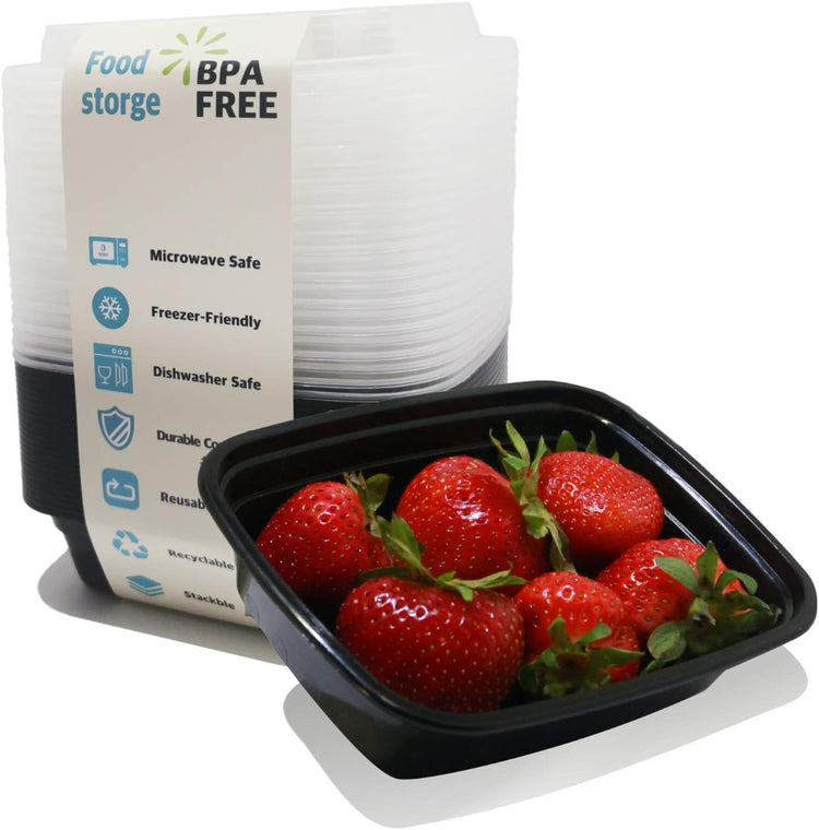 PARTYHIPPO Small Meal Prep Containers Single Lids, 12 OZ [25-Pack] Food Storage Bento BPA Free | Stackable | Reusable Lunch Boxes, Microwave/Dishwasher, Freezer Safe,Portion Control (12 OZ 25 pack)