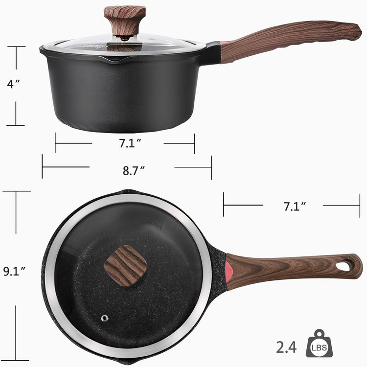 3QT Nonstick Saucepan with Lid