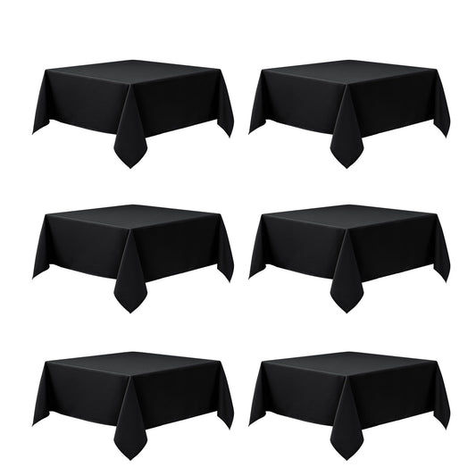 6 Pack Black Tablecloths for Square Tables