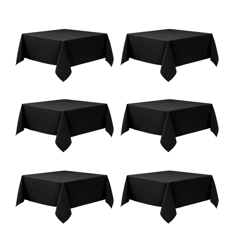 6 Pack Black Tablecloths for Square Tables