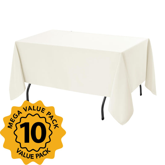 10 Pack Ivory Tablecloths for Rectangle Tables (10 Count)