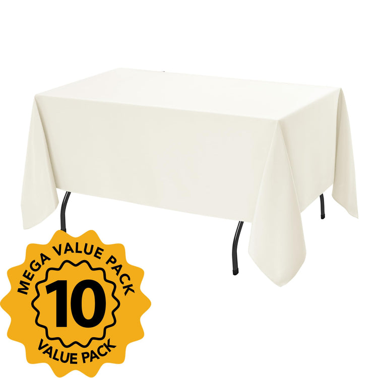 10 Pack Ivory Tablecloths for Rectangle Tables (10 Count)