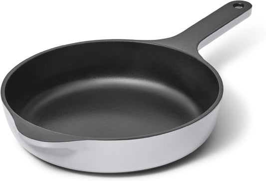 Caraway Cast Iron Skillet - 8” Enameled Cast Iron Pan With 3 Layer Enamel Coating - No Seasoning Required - Compatible With All Stovetops - Free From Forever Chemicals - Gray - Nestoria