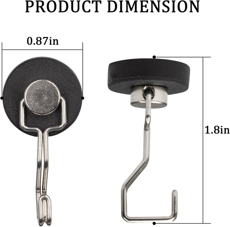 Rubber Coated Anti-Scratch Heavy Duty Magnetic Hooks, Essential for Cruise Ship Cabins & Refrigerator Hanging, Rubber Coating Anti-Corrosion, Hook Magnets for Outdoor Grill(3, Sliver)