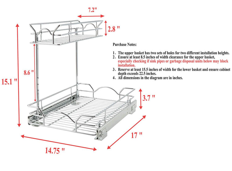 Under Sink Cabinet Organizer Two Tier Pull Out Shelf