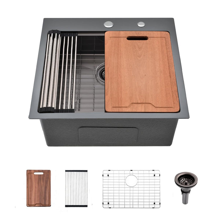 25 Inch Black Drop In Kitchen Sink