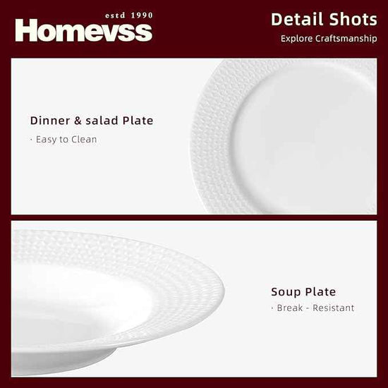 HomeVss, New Bone China Embossed Waves 18pc Dinnerware Set