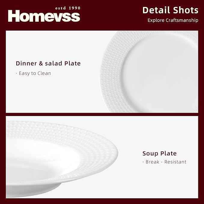 HomeVss, New Bone China Embossed Waves 18pc Dinnerware Set