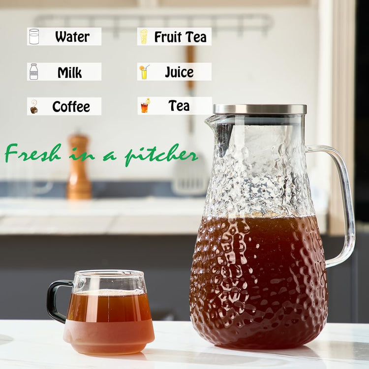78 Oz Glass Pitcher with Handle and Lid