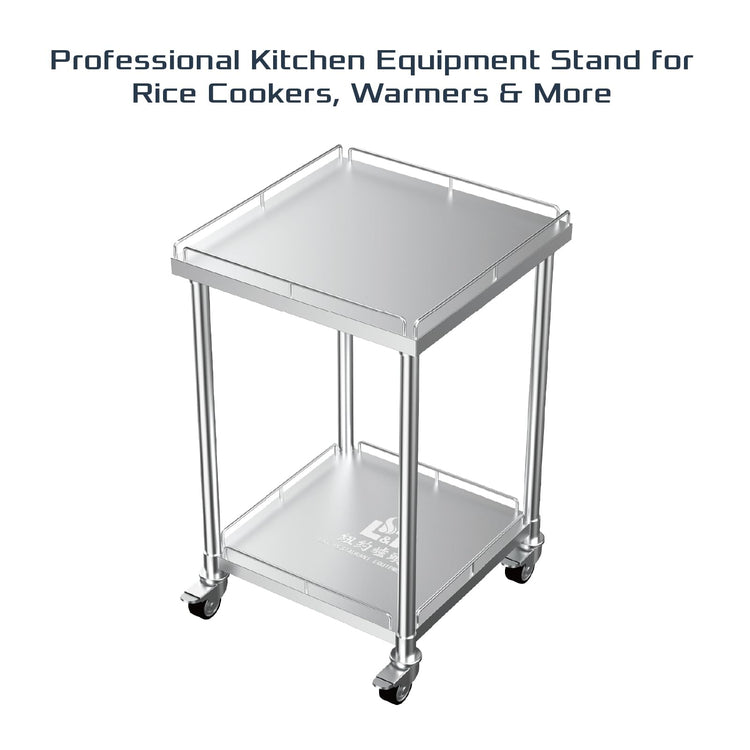 24" x 24" Stainless Steel Rice Cooker Stand and Cart with Wheels & Brakes