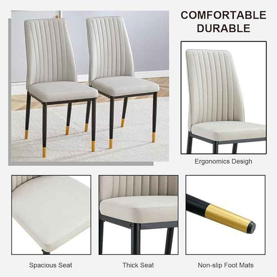 Modern Dining Chairs Set of 6 Gray Kitchen Chairs Set PU Leather Chair with Metal Legs Armless Upholstered Chair for Dinner Room, Office, Waiting Room(Set of 6, Gray)
