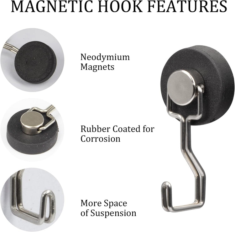 Heavy Duty Magnetic Hooks for Grill, Refrigerator & BBQ – 4-Pack Strong Magnet Hooks for Hanging Grill Tools, Kitchen Utensils, Towels & Outdoor Camping Accessories