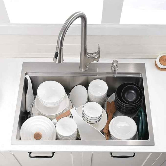 30 Inch Drop In Kitchen Sink Workstation Stainless Steel - VOKIM 30 x22-Inch Single Bowl Kitchen Sink 16 Gauge Stainless Steel 10'' Deep Handmade Kitchen Sink with Cutting Board& Strainer