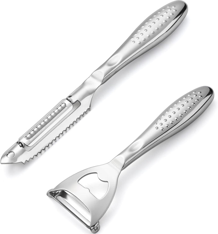 Potato Peelers Set of 2 Stainless Steel Peeler Y-Shaped and I-Shaped Peelers,Vegetable Carrot Fruit Peelers for Home kitchen (Silver2)