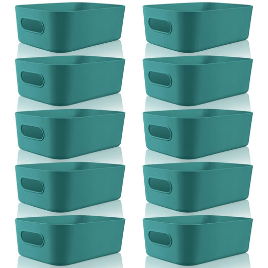 Plastic Storage Bins 10 Pcs Green Pantry Organizer Bins Small Baskets Storage Containers for Home Kitchen (10 Count)