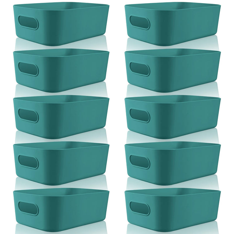 Plastic Storage Bins 10 Pcs Green Pantry Organizer Bins Small Baskets Storage Containers for Home Kitchen (10 Count)