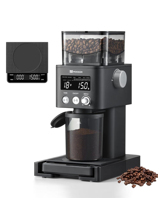 Electric Conical Burr Coffee Grinder with Removable Coffee Scale