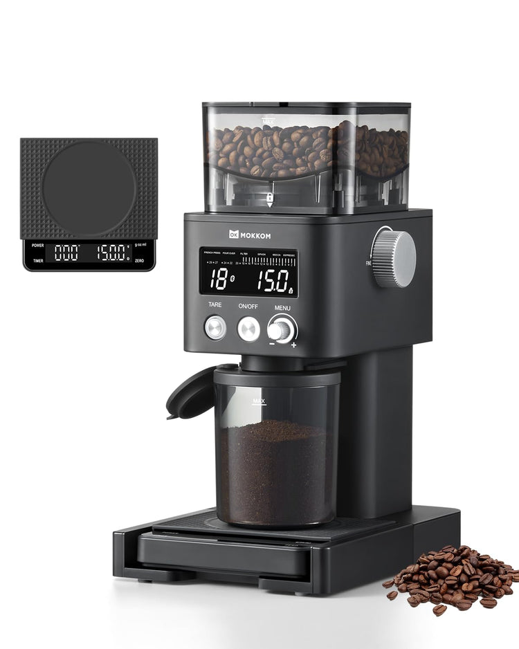 Electric Conical Burr Coffee Grinder with Removable Coffee Scale