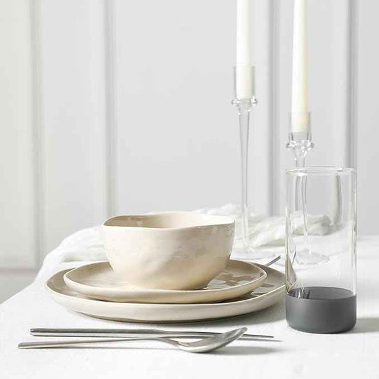 Stone Lain Mirella 32-Piece Dinnerware Set Stoneware, Borosilicate Glass, Beige