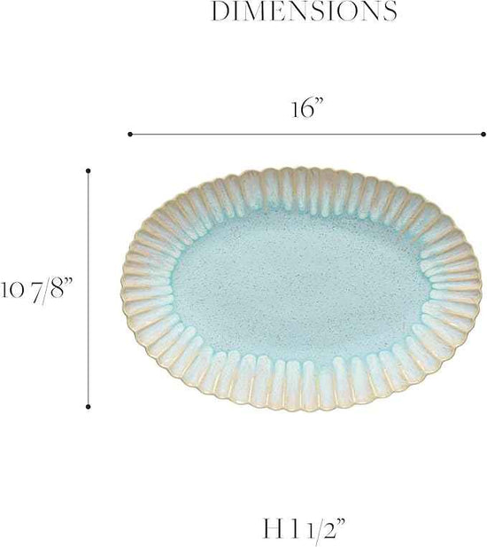 Casafina Ceramic Stoneware 16'' Oval Platter - Mallorca Collection, Sea Blue | Microwave, Dishwasher, Oven & Freezer Safe Dinnerware | Food Safe Glazing | Restaurant Quality Serveware