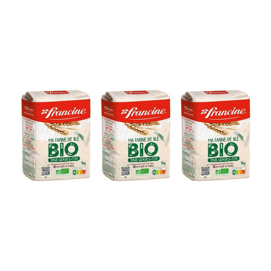 Francine Farne de Ble Bio - French T55 Organic All Purpose Flour (3 Pack, Total of 3kg) - Nestoria