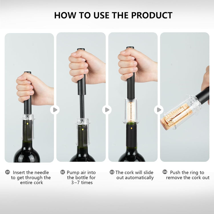 Wine Air Pressure Pump Bottle Opener Set,Simple Wine Pump Cork Remover Corkscrew,Efficient Corkscrew Bottle Opener,Easy Screw Out Tool, Perfect Wine Gift For Wine Lovers. (7)