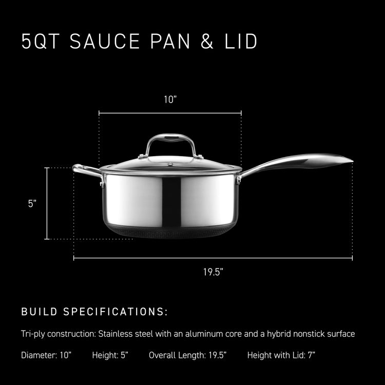 5QT Hybrid Nonstick Saucier with Lid