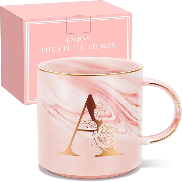 Personalized Gifts for Women Coffee Mug, Initial Customized Gift Monogrammed A-Z Coffee Mug 12 OZ, Christmas Anniversary Birthday Gifts for Women Mom Grandma Friend Sister Wife (A)