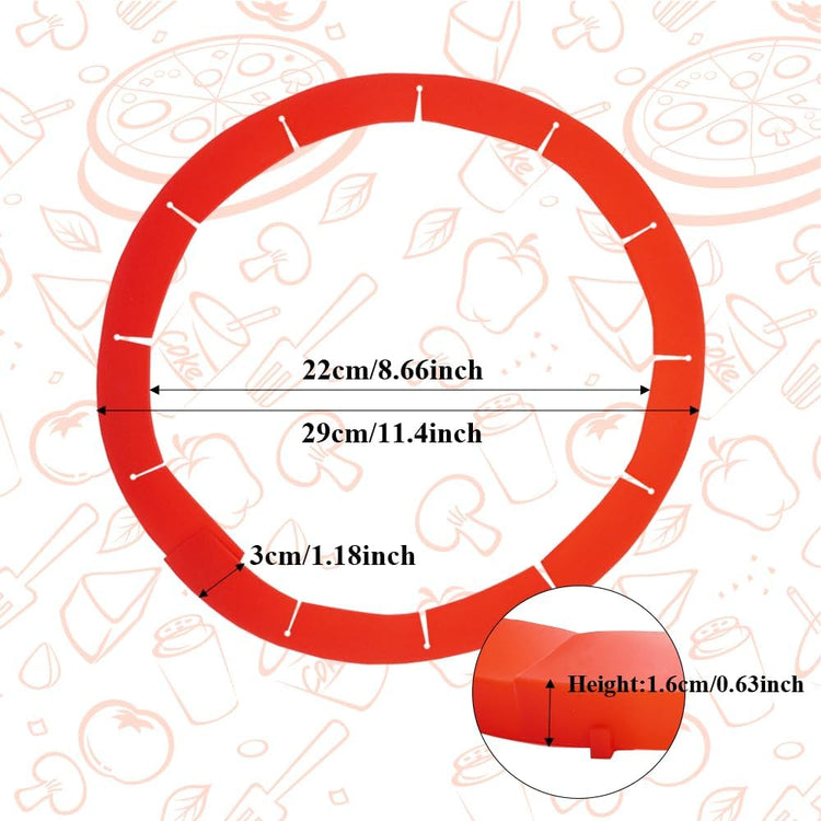 Adjustable Pie Crust Shields, Silicone Baking Protectors, Cover Ring Tools Fits 8-11.4 Inch Pies, Baking Pie Pizza Crust Shield Protector Cover for Edges ﻿ (Red 2 + Transparent 2)