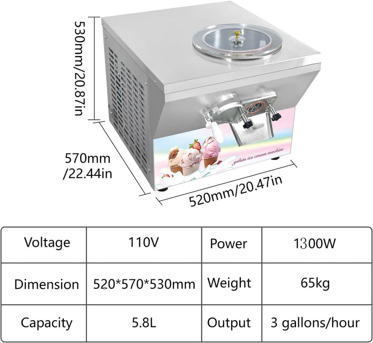Commercial Hard Ice Cream Machine 3 Gal