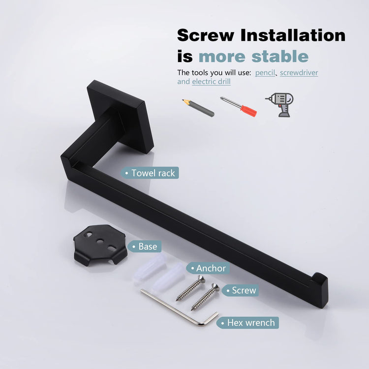 Black Towel Ring Hand Towel Racks Rods Bathroom Towel Rails Kitchen Hardware Stylish Stainless Steel