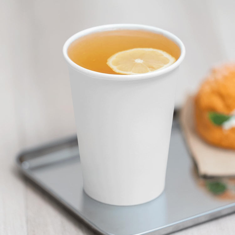 Karat 12oz Premium White Paper Hot Coffee Cups Diameter 3.54", Disposable, Leak-Resistant Double Poly-Lined, Ideal for Restaurants - Pack of 1000