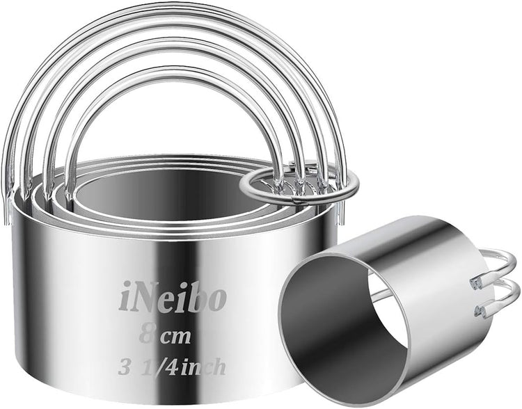 iNeibo Professional Baking Tools Biscuit Cutter Set Dough Blender/Cutter Round Cookies Cutter with Handle + Pastry Scraper+Egg Separator Heavy Duty Baking Dough Tools Pastry Utensils (Baking Tools)