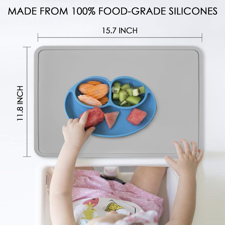 Silicone Placemats with Raised Edges for Kids