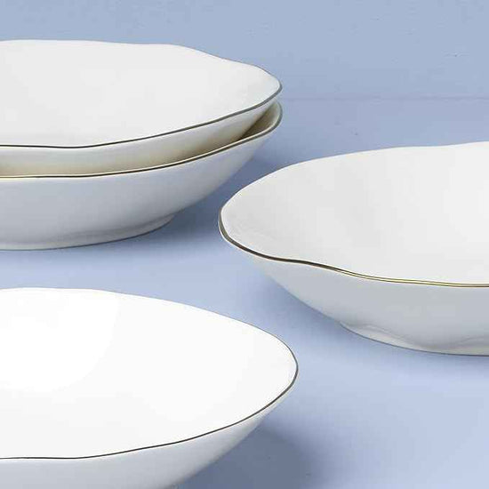 Lenox 899193 Blue Bay White Pasta Bowls, Set Of 4, Service For 4
