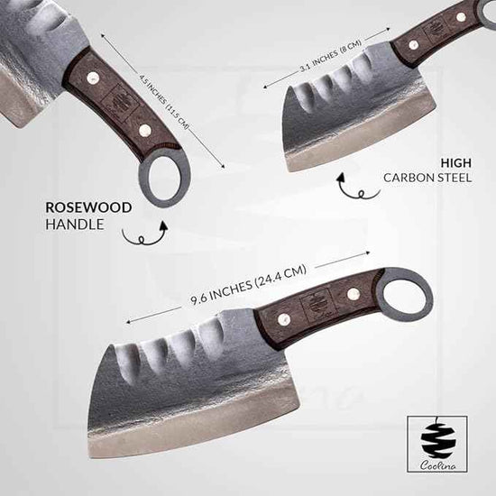 COOLINA Suratu Chopping Cleaver Chef's Knife, Multipurpose Handmade High-Carbon Stainless and Clad Steel, Kitchen, Home Cooking Knives