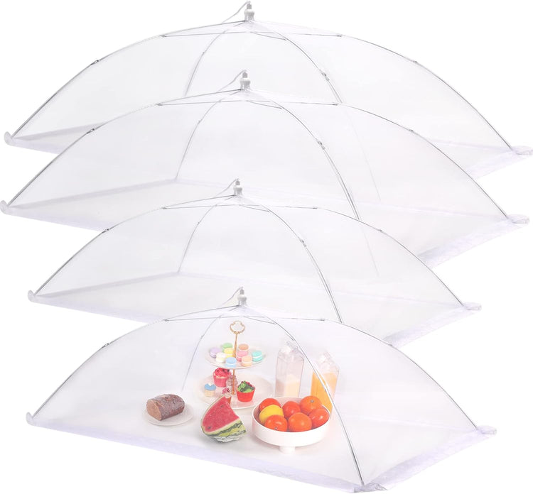 JULBEAR 4 Pcs Extra Large Mesh Food Cover Tent Umbrella Food Screen Covers for Outside Pop-up Mesh Reusable Food Nets for Parties Picnics Outdoor BBQs Collapsible (2 Pcs 40"x24", 2 Pcs 32"x24")