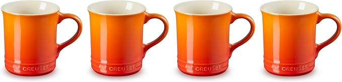 Le Creuset Stoneware Set of 4 Mugs, 14 oz. each, Flame